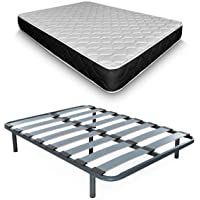 Duérmete Online Colchón Viscoelástico Pocket Visco Reversible + Somier Extra-Reforzado | Láminas Anchas Haya | Taco Anti…